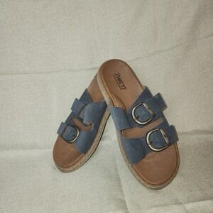 Born‎ Suede Double‑Buckle Slide Sandals Gray Blue Women Size 8 Boho Comfort